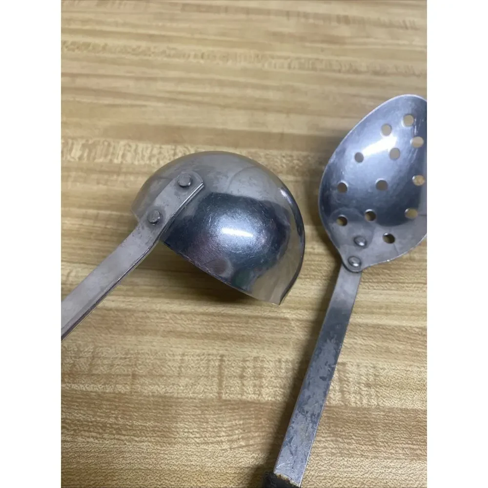 Vintage 2 Piece Set Stainless Steel USA Slotted Spoon & Ladle